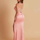 Sexy Soft Satin Mermaid Spaghetti Straps Side Slit Floor-Length Bridesmaid Dresses