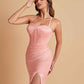 Sexy Soft Satin Mermaid Spaghetti Straps Side Slit Floor-Length Bridesmaid Dresses