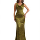 Elegant Spaghetti Straps Cowl Mermaid Long Satin Floral Formal Evening Dresses For Ladies