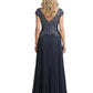 Elegant A-line Chiffon Cap Sleeves Mother of the Brides Dresses V Neck Floor length