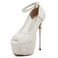 Women's Wedding Shoes Ultra High Heels, Stiletto Sandals, Sexy Lace Metal Heel Fish Mouth Women's Shoes