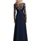 Long Sleeve Elegant Mother of The Bride Dress Evening Formal Gowns Lace Slit