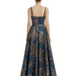Elegant Floral Spaghetti Straps A-Line Long Formal Evening Dresses