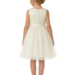 Sequin Bodice A Line Flower Girl Dress with Tulle Overlay Tea Length Party Skirt