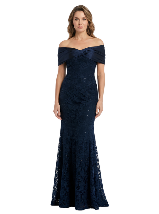 Mermaid Lace Formal Gowns Mother of the Brides Dresses Floor Length Off Shoulder