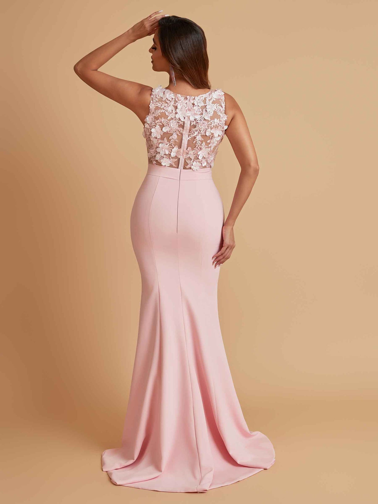 Sexy Soft Satin Mermaid Illusion Side Slit Floor-Length Bridesmaid Dresses Online