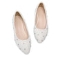 New Arrival White Pearl Sparkling Diamond Flat Shoes Wedding Shoes Flat Evening Shoes
