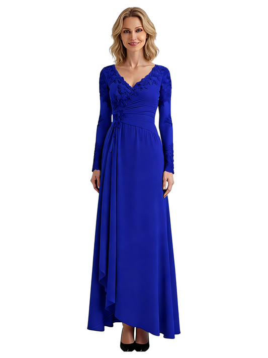 Sexy V-Neck Mother of The Bride Groom Dresses with Sleeve Lace Wedding Formal Outfits