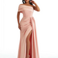 Elegant One Shoulder Side Slit Mermaid Soft Satin Maxi Formal Dresses For Women
