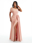 Elegant One Shoulder Side Slit Mermaid Soft Satin Maxi Formal Dresses For Women