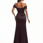 Elegant Off The Shoulder Mermaid Boning Soft Satin Floor Length Formal Dresses With Slit