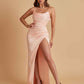 Sexy Soft Satin Mermaid V-neck Side Slit Floor-Length Bridesmaid Dresses Online