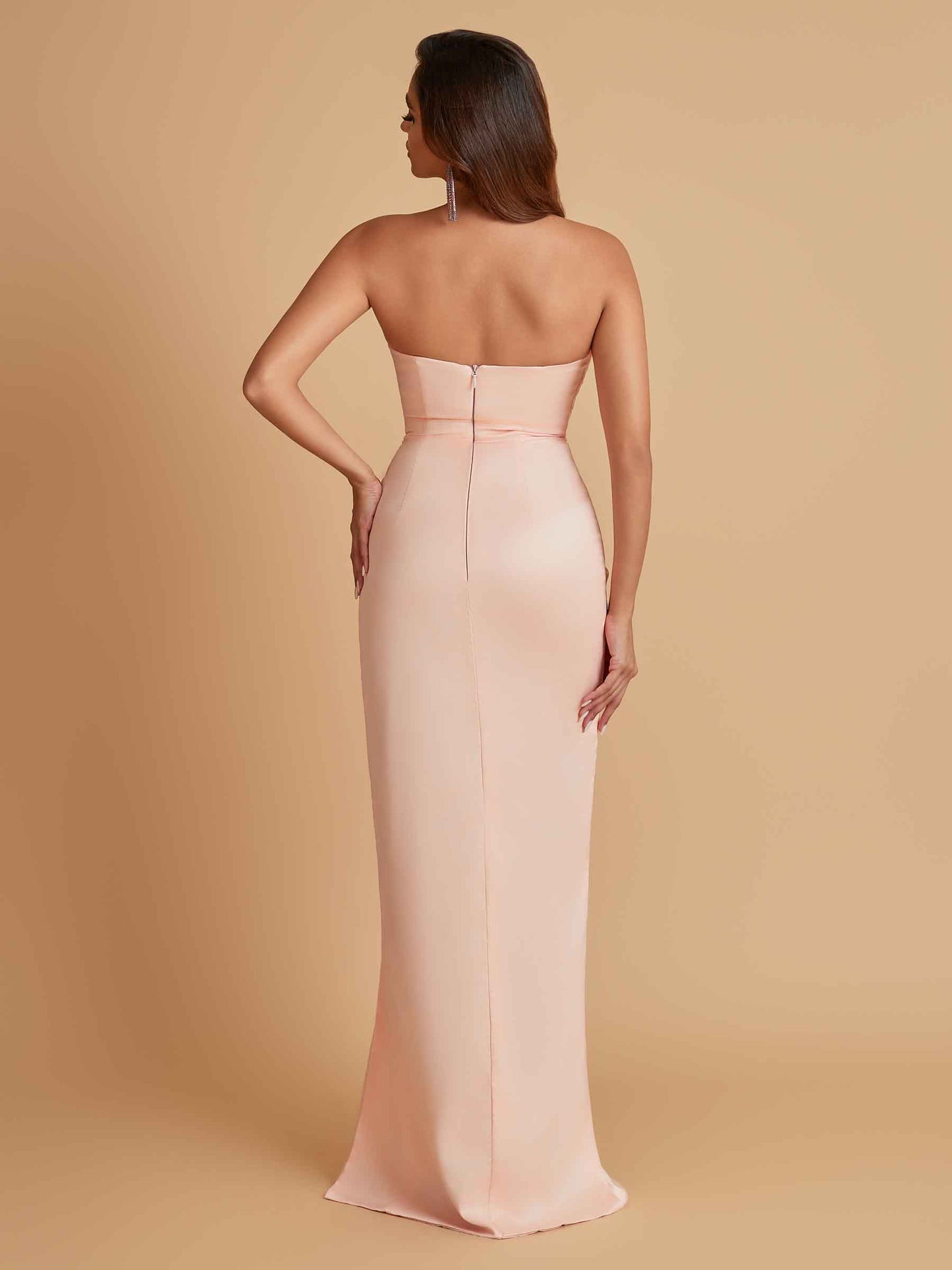 Sexy Soft Satin Mermaid V-neck Side Slit Floor-Length Bridesmaid Dresses Online
