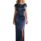 Mermaid Slit Mother of The Bride Groom Dresses Off Shoulder Wedding Formal Outfits