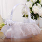 White Lace Flower Basket Creative Handmade Lace Wedding Flower Basket