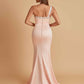 Sexy Soft Satin Mermaid One Shoulder Side Slit Beading Floor-Length Bridesmaid Dresses Online