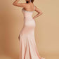 Sexy Soft Satin Mermaid One Shoulder Side Slit Beading Floor-Length Bridesmaid Dresses Online