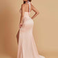 Elegant Soft Satin Mermaid Halter Side Slit Floor-Length Bridesmaid Dresses Online