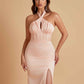Elegant Soft Satin Mermaid Halter Side Slit Floor-Length Bridesmaid Dresses Online