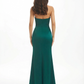 Sexy Strapless Mermaid Silky Satin Long Evening Formal Dresses Side Slit