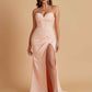 Elegant Soft Satin Mermaid V-neck Side Slit Floor-Length Bridesmaid Dresses Online