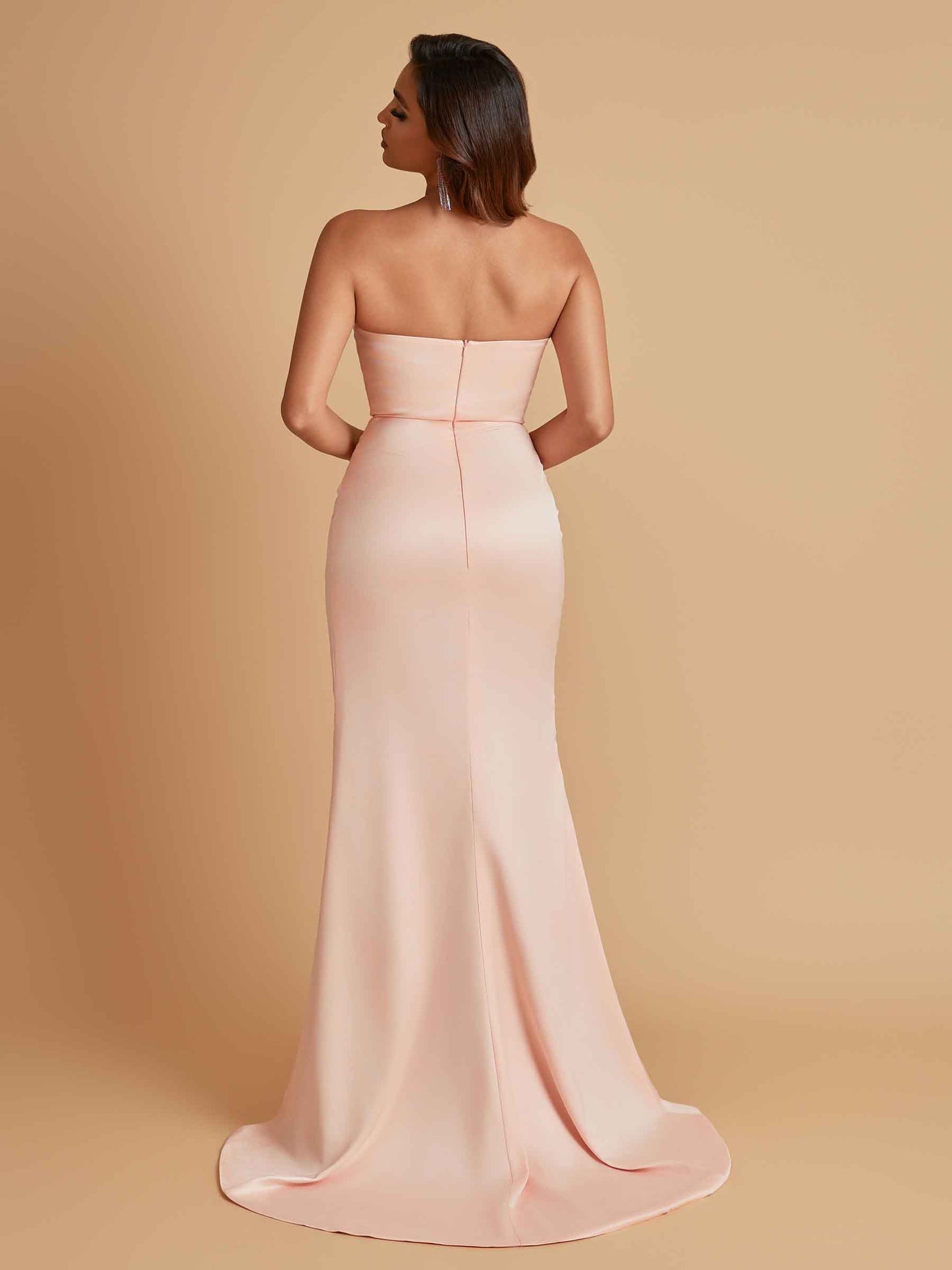 Elegant Soft Satin Mermaid V-neck Side Slit Floor-Length Bridesmaid Dresses Online