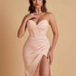 Elegant Soft Satin Mermaid V-neck Side Slit Floor-Length Bridesmaid Dresses Online