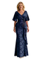 V-Neck Slit Mother of The Bride Groom Dresses Trendy Wedding Mother Outfits