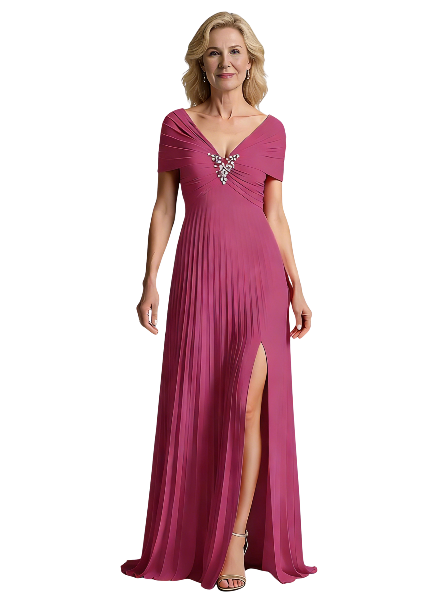 Chiffon Slit Mother of The Bride Groom Dresses Trendy Wedding Mother Outfits