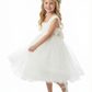 Floral Crown Style Flower Girl Dress Square Neck Tulle A-Line Knee Length Ceremony Gown