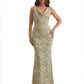 Elegant Spaghetti Straps Cowl Mermaid Long Satin Floral Formal Evening Dresses For Ladies