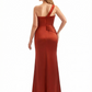 Sexy One Shoulder Mermaid Soft Satin Maix Evening Formal Dresses With Slit
