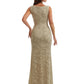Elegant Spaghetti Straps Cowl Mermaid Long Satin Floral Formal Evening Dresses For Ladies