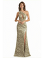 Simple One Shoulder Side Slit Mermaid Floral Satin Maxi Floral Formal Dresses For Women