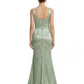 Elegant Jacquard Satin Spaghetti Straps Side Slit Mermaid Long Formal Evening Dresses