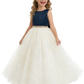 Round Neck A-Line Tulle Sleeveless Back Bow Beaded Formal Gown Flower Girl Dress