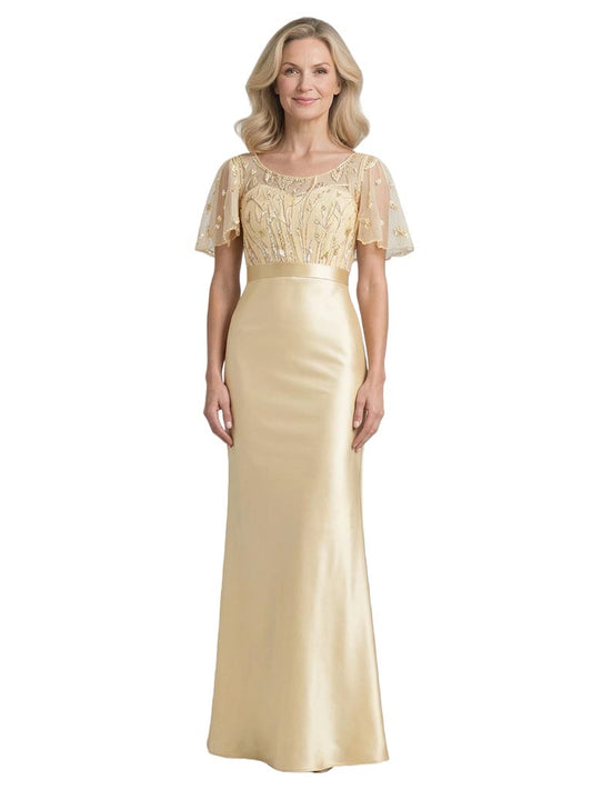 Mermaid Elegant Short Sleeves Mother of the Brides Dresses Floor length