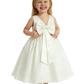 Illusion Lace Flower Girl Dress Sleeveless Applique Bodice Soft Tulle Tea Length