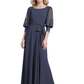 3/4 Sleeve Chiffon Jewel Mother of The Bride Dress Evening Gowns