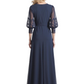 3/4 Sleeve Chiffon Jewel Mother of The Bride Dress Evening Gowns