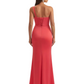 Elegant Mermaid One Shoulder Side Slit Ruched Jersey Long Formal Dresses