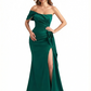 Sexy Asymmetrical One Shoulder Mermaid Soft Satin Long Formal Dresses Side Slit