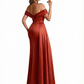 Sexy Off The Shoulder Ruched Mermaid Silky Satin Long Formal Dresses