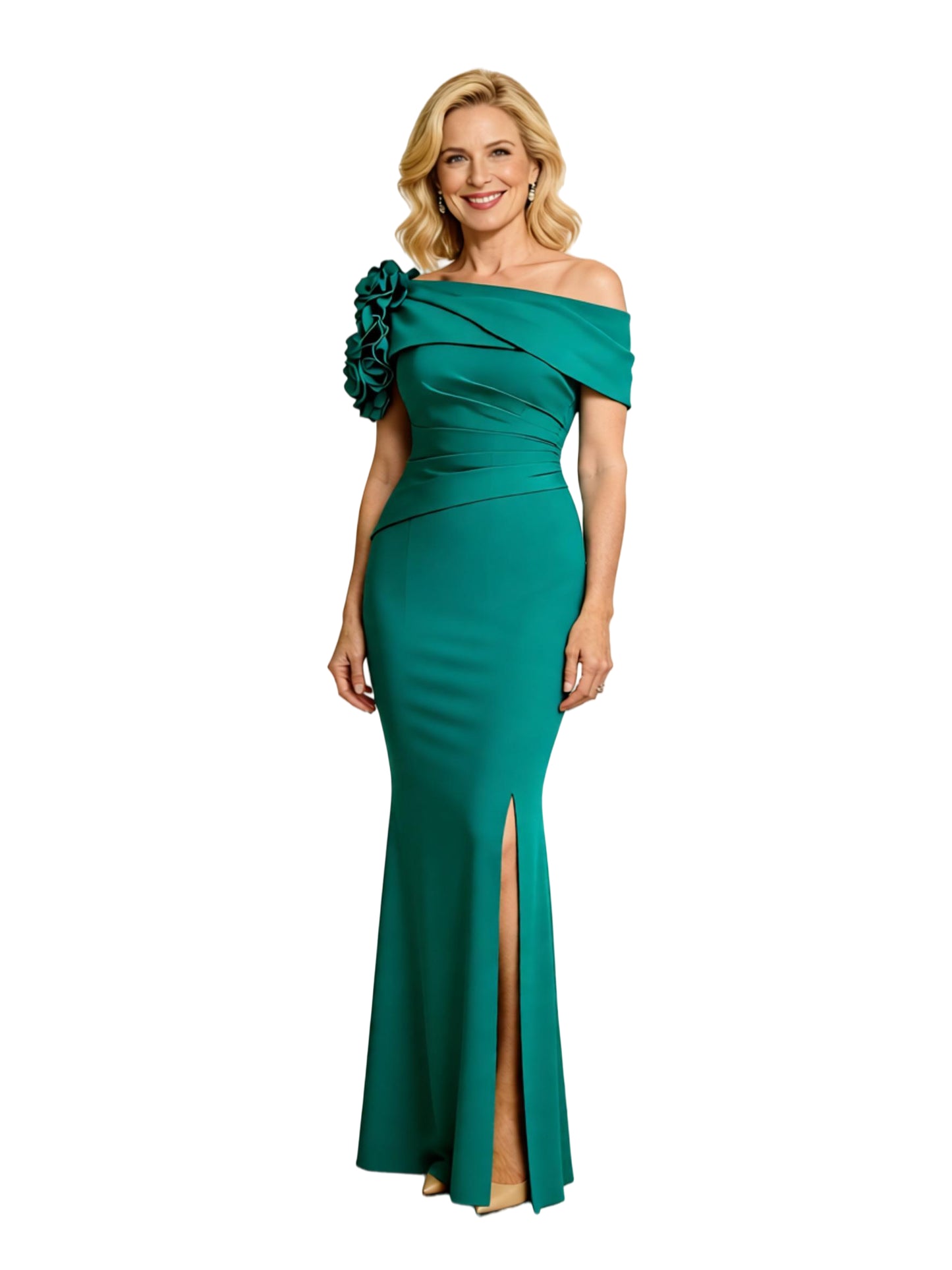 Off Shoulder Mother of the Bride Dresses Slit Silk Satin Formal Dresses for Weddings Modern