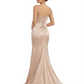 Kiarelys Spaghetti Straps Corset Satin Ruched Mermaid Long Formal Evening Dresses