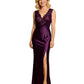 Sexy Lace Mother of the Bride Dresses Slit V-Neck Satin Formal Dresses for Weddings Sleeveless