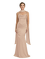 Kiarelys Spaghetti Straps Corset Satin Ruched Mermaid Long Formal Evening Dresses