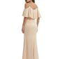 Kiarelys Elegant V-neck Cold Shoulder Satin Mermaid Long Formal Dresses For Women