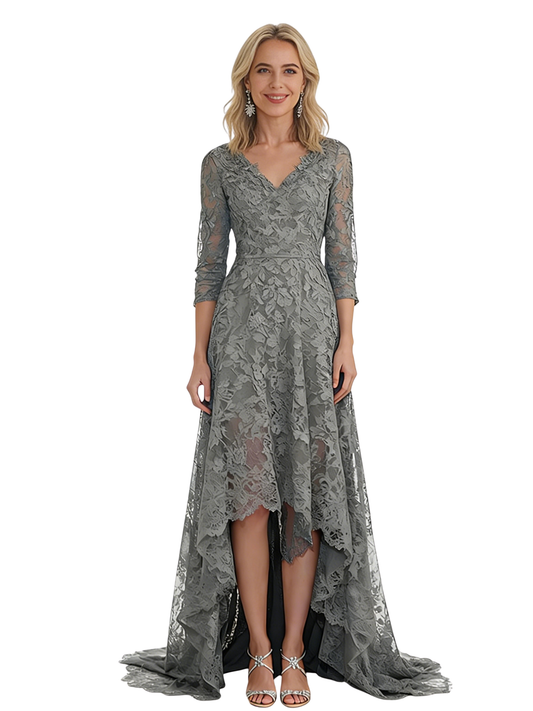 Ho-Low Lace Mother of The Bride Dresses Long V-Neck Formal Evening Dresses Women