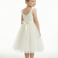 Lace Bodice Tulle Ball Gown Flower Girl Dress with Sweetheart Neckline and Flutter Sleeves